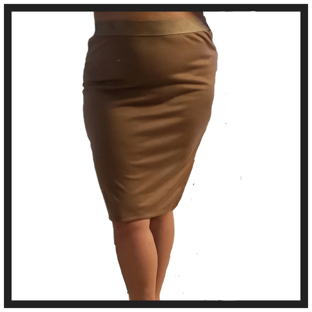 Plus Size Tan Bodycon Skirt